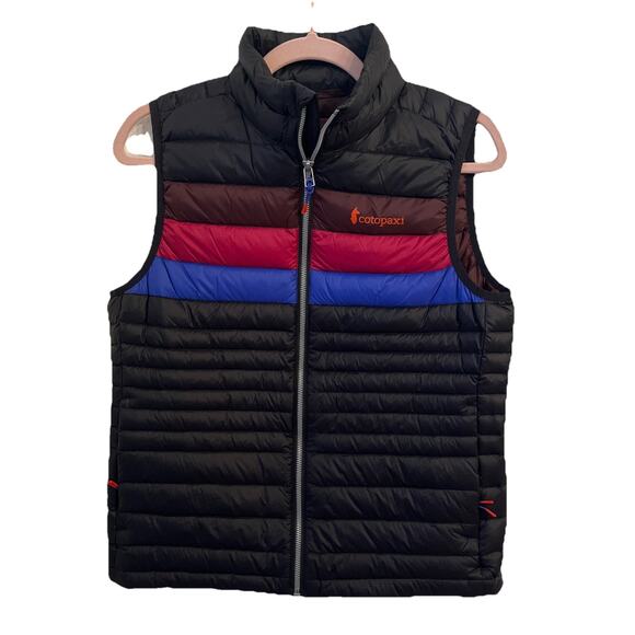 Cotopaxi Fuego Vest Women Small Down 800 FP Puffer Packable Black Pink Stripe - Picture 1 of 12